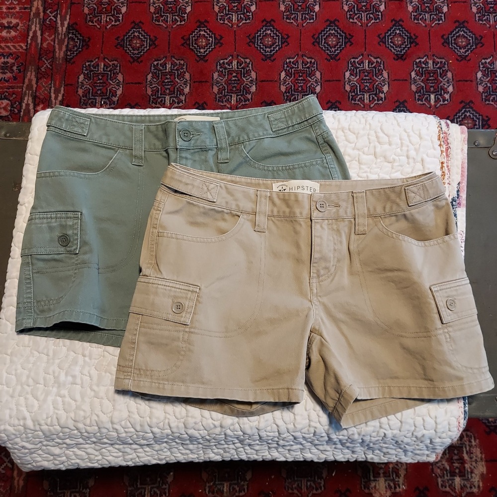 Authentic Hipster Jeanswear Cargo Shorts Bundle 2pk Olive Khaki Cotton Size 1